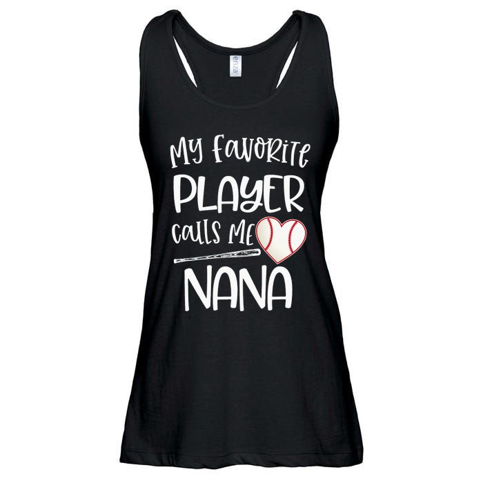 My Favorite Baseball Player Calls Me Nana Heart Ball Ladies Essential Flowy Tank