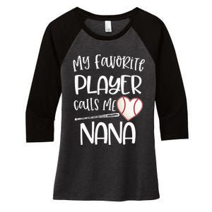 My Favorite Baseball Player Calls Me Nana Heart Ball Women's Tri-Blend 3/4-Sleeve Raglan Shirt