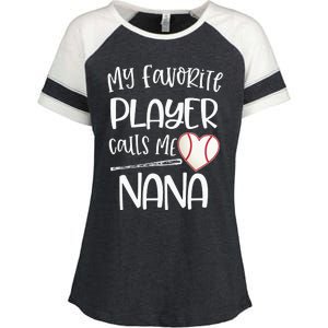 My Favorite Baseball Player Calls Me Nana Heart Ball Enza Ladies Jersey Colorblock Tee