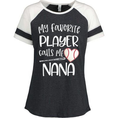 My Favorite Baseball Player Calls Me Nana Heart Ball Enza Ladies Jersey Colorblock Tee