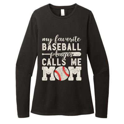 My Favorite Baseball Player Calls Me Mom Cheer Mother Gift Womens CVC Long Sleeve Shirt