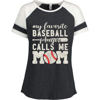 My Favorite Baseball Player Calls Me Mom Cheer Mother Gift Enza Ladies Jersey Colorblock Tee