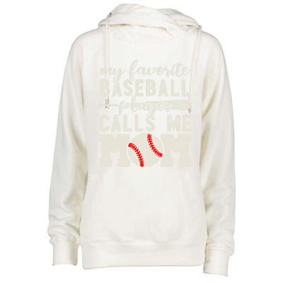 My Favorite Baseball Player Calls Me Mom Cheer Mother Gift Womens Funnel Neck Pullover Hood