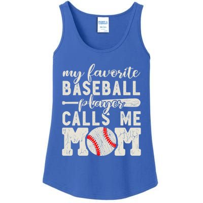 My Favorite Baseball Player Calls Me Mom Cheer Mother Gift Ladies Essential Tank