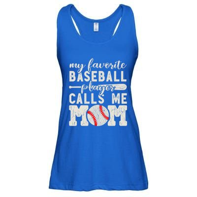 My Favorite Baseball Player Calls Me Mom Cheer Mother Gift Ladies Essential Flowy Tank