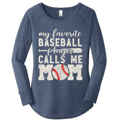 My Favorite Baseball Player Calls Me Mom Cheer Mother Gift Women's Perfect Tri Tunic Long Sleeve Shirt