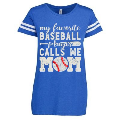 My Favorite Baseball Player Calls Me Mom Cheer Mother Gift Enza Ladies Jersey Football T-Shirt