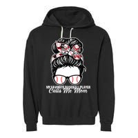 My Favorite Baseball Player Calls Me Mom Messy Bun Mothers Garment-Dyed Fleece Hoodie