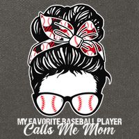 My Favorite Baseball Player Calls Me Mom Messy Bun Mothers Cotton Canvas Backpack