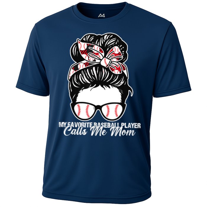 My Favorite Baseball Player Calls Me Mom Messy Bun Mothers Performance Shirt