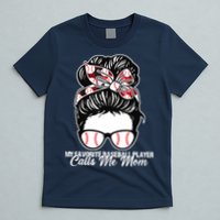 My Favorite Baseball Player Calls Me Mom Messy Bun Mothers T-Shirt