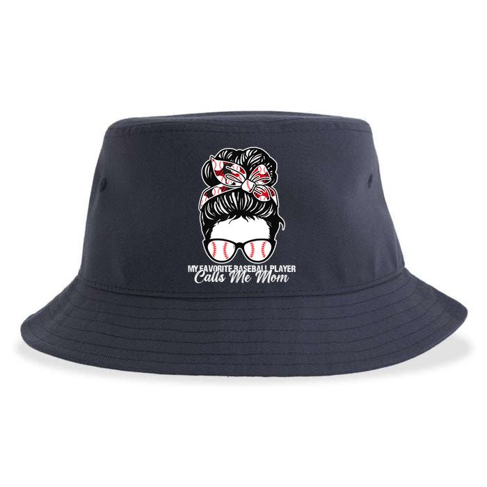 My Favorite Baseball Player Calls Me Mom Messy Bun Mothers Sustainable Bucket Hat