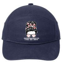 My Favorite Baseball Player Calls Me Mom Messy Bun Mothers 7-Panel Snapback Hat
