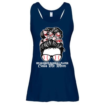 My Favorite Baseball Player Calls Me Mom Messy Bun Mothers Ladies Essential Flowy Tank