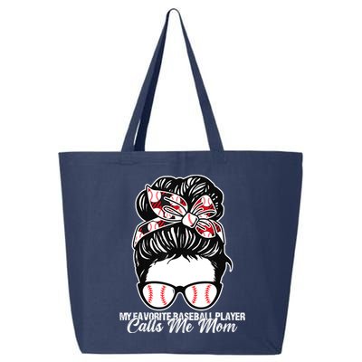 My Favorite Baseball Player Calls Me Mom Messy Bun Mothers 25L Jumbo Tote