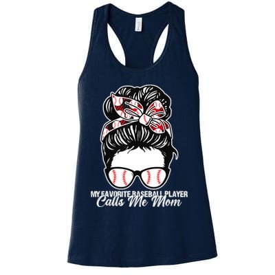My Favorite Baseball Player Calls Me Mom Messy Bun Mothers Womens Tank Top
