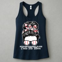 My Favorite Baseball Player Calls Me Mom Messy Bun Mothers Womens Tank Top