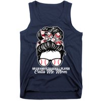 My Favorite Baseball Player Calls Me Mom Messy Bun Mothers Tank Top