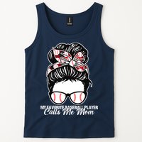 My Favorite Baseball Player Calls Me Mom Messy Bun Mothers Tank Top