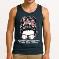 My Favorite Baseball Player Calls Me Mom Messy Bun Mothers Tank Top