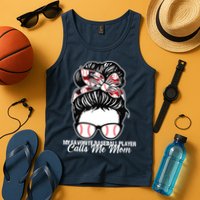 My Favorite Baseball Player Calls Me Mom Messy Bun Mothers Tank Top