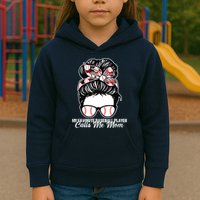 My Favorite Baseball Player Calls Me Mom Messy Bun Mothers Kids Hoodie
