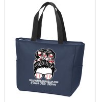 My Favorite Baseball Player Calls Me Mom Messy Bun Mothers Zip Tote Bag