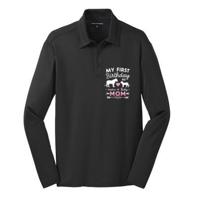 My First Birthday As Mom Lioness And Cub Love Gift Silk Touch Performance Long Sleeve Polo