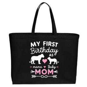 My First Birthday As Mom Lioness And Cub Love Gift Cotton Canvas Jumbo Tote