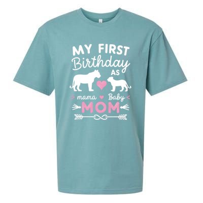 My First Birthday As Mom Lioness And Cub Love Gift Sueded Cloud Jersey T-Shirt