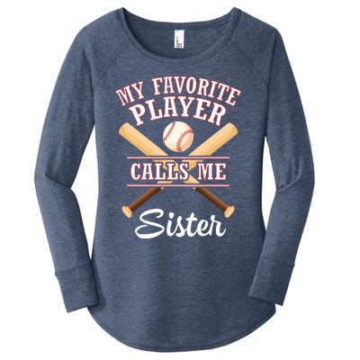 My Favorite Baseball Player Calls Me Sister Brother Cousin Gift Women's Perfect Tri Tunic Long Sleeve Shirt