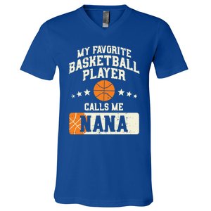 My Favorite Basketball Player Calls Me Nana Grandma Gift V-Neck T-Shirt