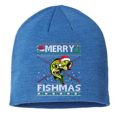 Merry Fishmas Bass Fish Fishing Christmas Ugly Sweater Xmas Great Gift Sustainable Beanie