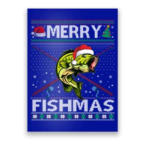 Merry Fishmas Bass Fish Fishing Christmas Ugly Sweater Xmas Great Gift Poster