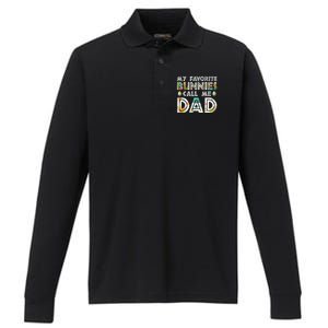 My Favorite Bunnies Call Me Dad Cute Family Performance Long Sleeve Polo