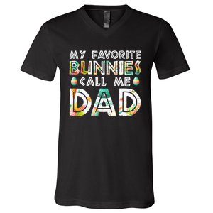 My Favorite Bunnies Call Me Dad Cute Family V-Neck T-Shirt