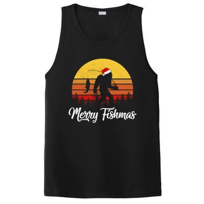 Merry Fishmas Bigfoot Fish Fishing Fisher Christmas Xmas Gift PosiCharge Competitor Tank