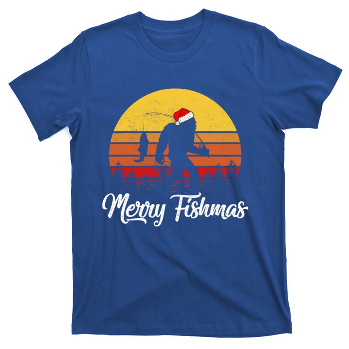 Merry Fishmas Bigfoot Fish Fishing Fisher Christmas Xmas Gift T-Shirt