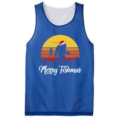 Merry Fishmas Bigfoot Fish Fishing Fisher Christmas Xmas Gift Mesh Reversible Basketball Jersey Tank