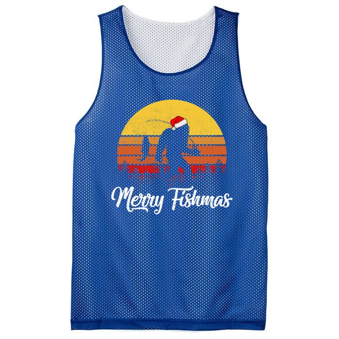 Merry Fishmas Bigfoot Fish Fishing Fisher Christmas Xmas Gift Mesh Reversible Basketball Jersey Tank