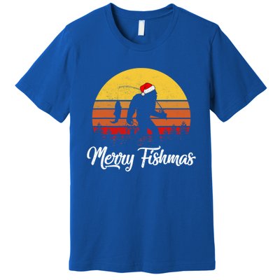 Merry Fishmas Bigfoot Fish Fishing Fisher Christmas Xmas Gift Premium T-Shirt