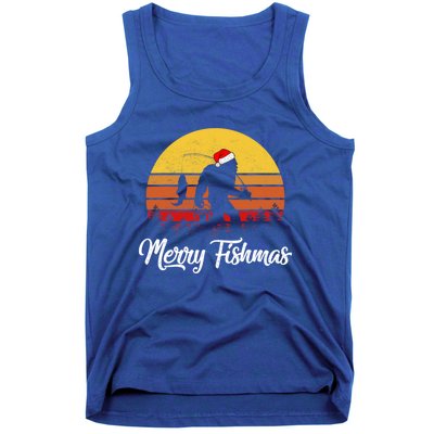 Merry Fishmas Bigfoot Fish Fishing Fisher Christmas Xmas Gift Tank Top