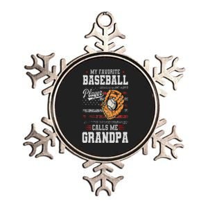 My Favorite Baseball Player Calls Me Grandpa Father’S Day Metallic Star Ornament