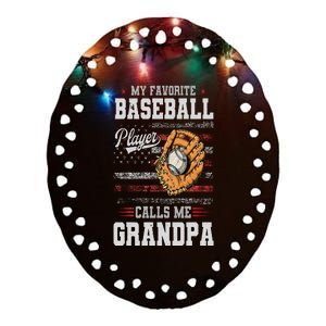 My Favorite Baseball Player Calls Me Grandpa Father’S Day Ceramic Oval Ornament