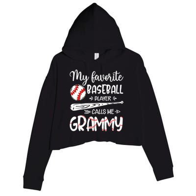 My Favorite Baseball Player Calls Me Grammy Crop Fleece Hoodie