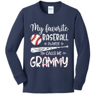 My Favorite Baseball Player Calls Me Grammy Kids Long Sleeve Shirt