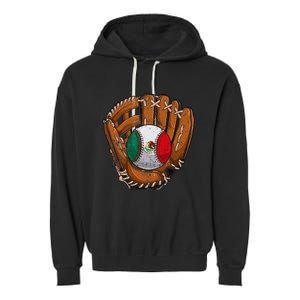 Mexico Flag Baseball Ball Softball Mexican Sport Player Garment-Dyed Fleece Hoodie