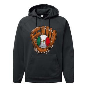 Mexico Flag Baseball Ball Softball Mexican Sport Player Performance Fleece Hoodie