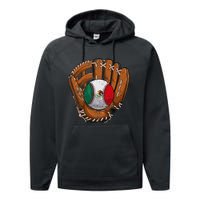 Mexico Flag Baseball Ball Softball Mexican Sport Player Performance Fleece Hoodie