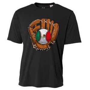 Mexico Flag Baseball Ball Softball Mexican Sport Player Cooling Performance Crew T-Shirt